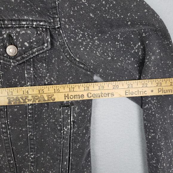 Levi Size S Denim Trucker Jacket Stonewash Gray Speckle Grunge Punk Rocker - Picture 5 of 10